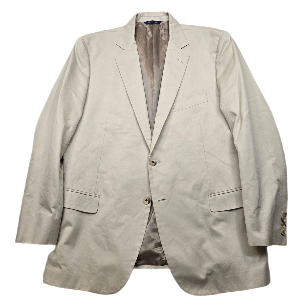 Brooks Brothers Cotton Sport Coat Mens 46R Beige 1818 Fitzgerald Blazer Jacket‎
